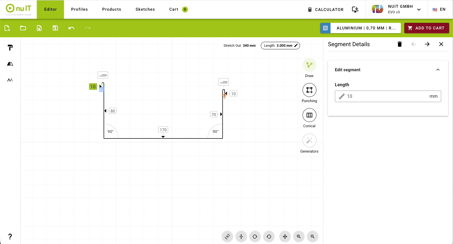 Editing segment details in the nuIT editor