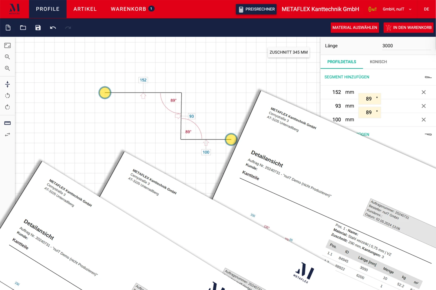 Branded nuIT webshop with automatically generated documents